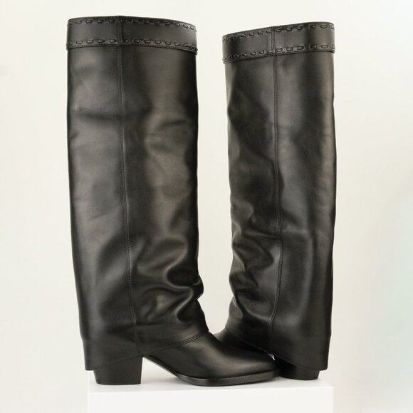 Fendi Minerva Knee-High 55mm Leather Boots, Black, EU 36/US 6 - Picture 14 of 15